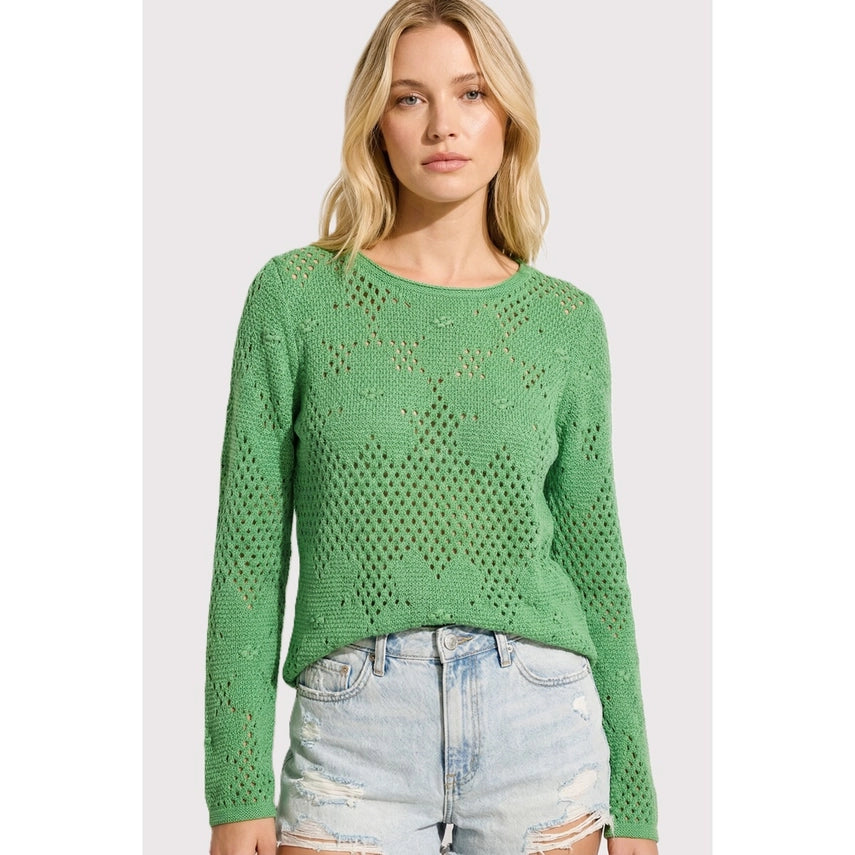 Flower Crochet Sweater Green