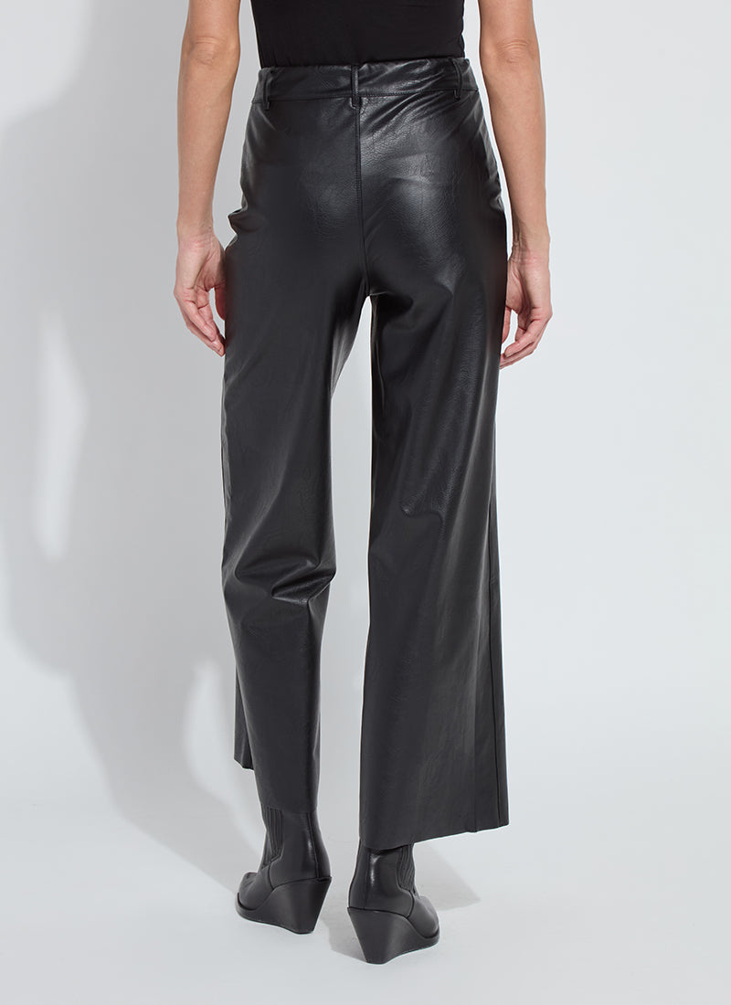 Odalis High Waist Vegan Leather Wide Leg Pants Black