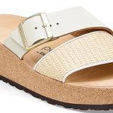 Almina Raffia Leather Sandals Natural + White