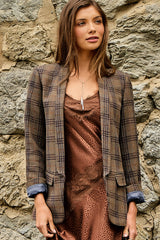Wool Blend Winter Blazer Eggplant + Rust