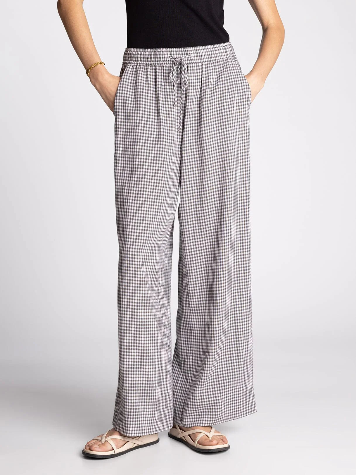 Caelis Pants Charcoal Gingham