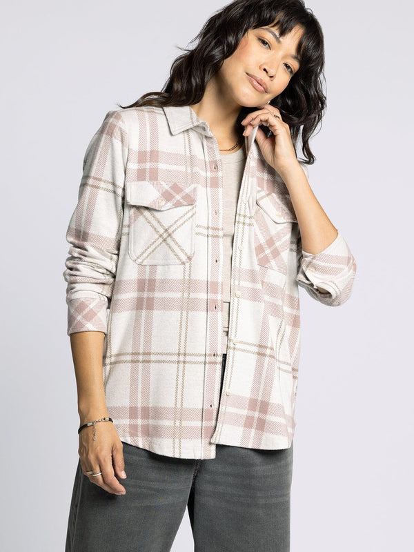 Cassian Button Up Shirt Mauve Tan Plaid