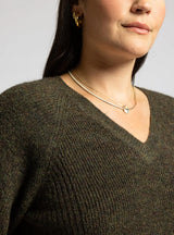 Marigold Vneck Sweater Heather Forest