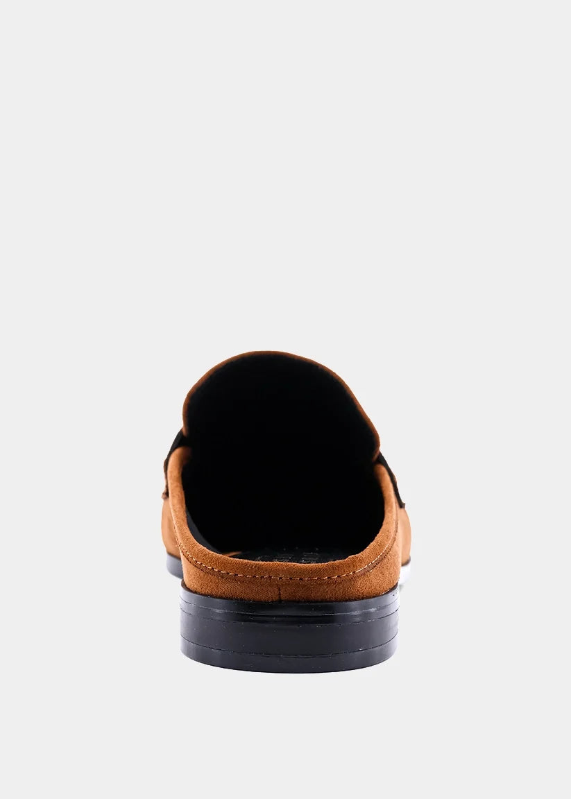 Tuscany Penny Loafer Mules Tan Suede