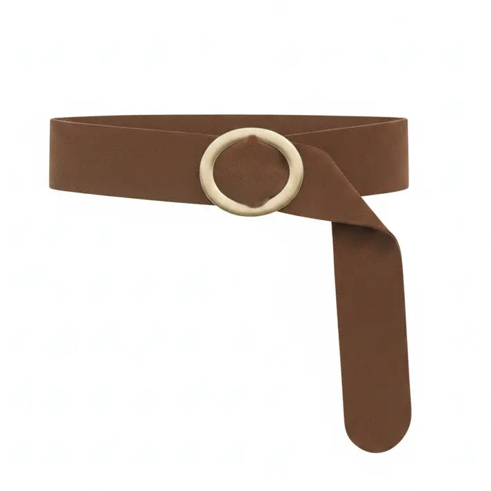 Soft Suede Wrap Buckled Belt Chocolate