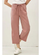 Tencel Wide Leg Cropped Pants Summer Mauve