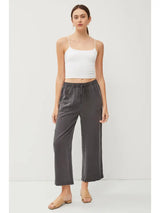 Tencel Wide Leg Cropped Pants Charcoal