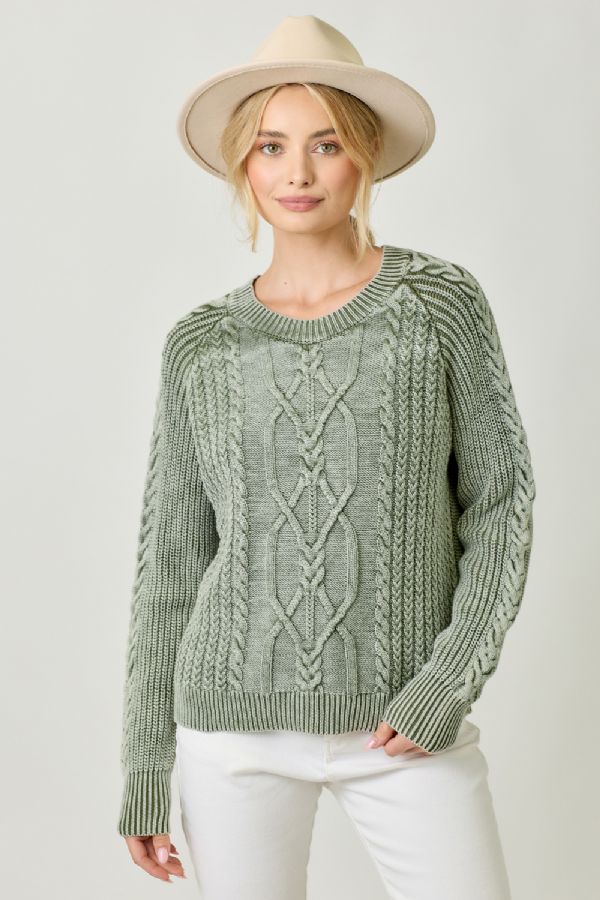 Washed Cable Sweater Washed Sage