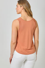 Cupro Modal Smocked Shoulder Tank Grapefruit