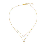14k Gold Dipped Double Layered Crystal Cross Necklace