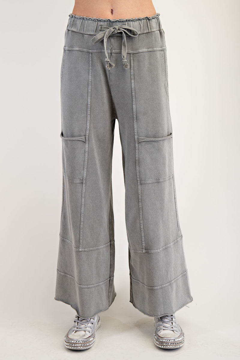 Mineral Washed Terry Knit Pants Ash