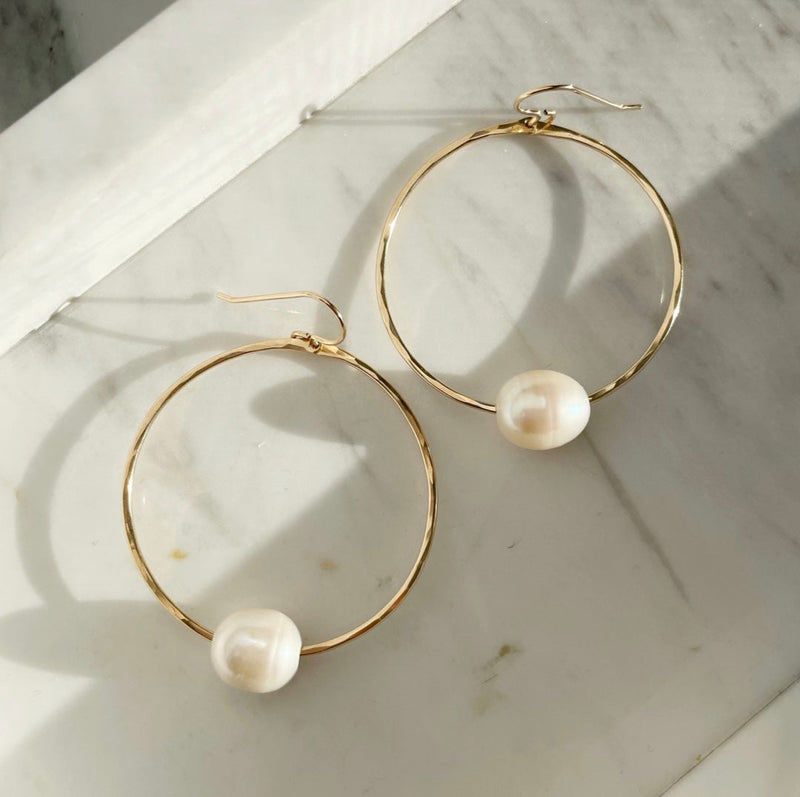 Pearl Hoop Earrings