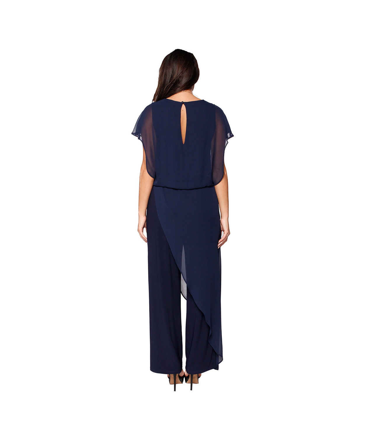 Chiffon Overlay Jumpsuit Navy