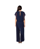 Chiffon Overlay Jumpsuit Navy