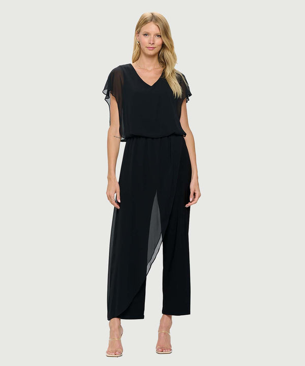Chiffon Overlay Jumpsuit Black