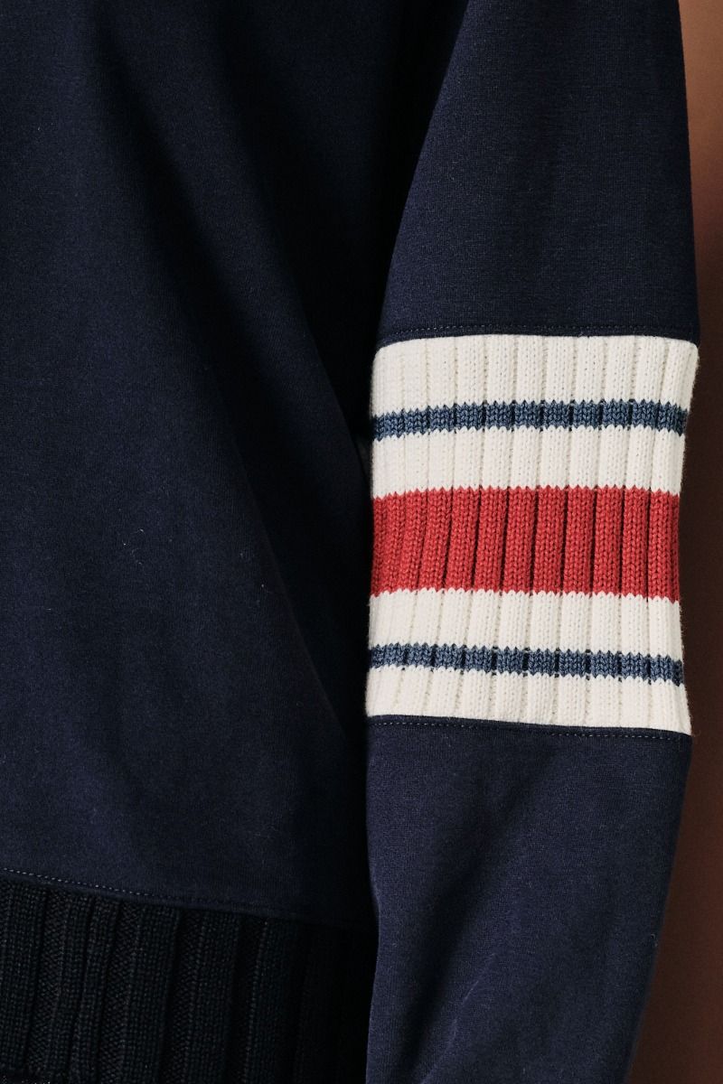 Stripe Elbow Rib Band Mix Sweatshirt