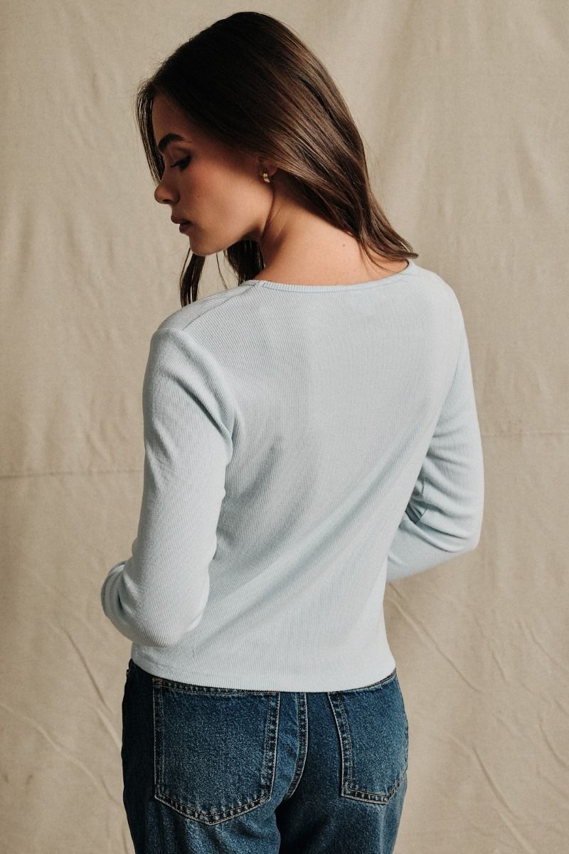 Ski Dogs Embroidered Ribbed Long Sleeve Top