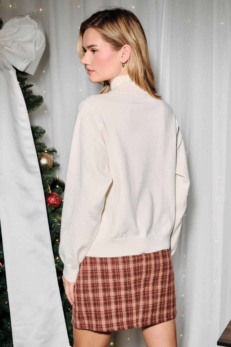 Christmas Cocktails Mock Neck Sweater