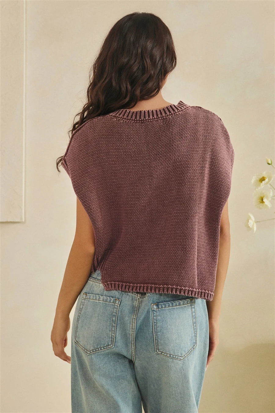 Asymmetric Mix Knit Sweater Vest