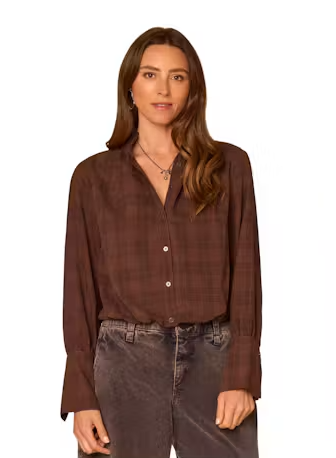 Printed Suede Bubble Hem French Cuff Sleeve Top