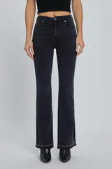 Happi Inseam Slit Flare Jeans Black