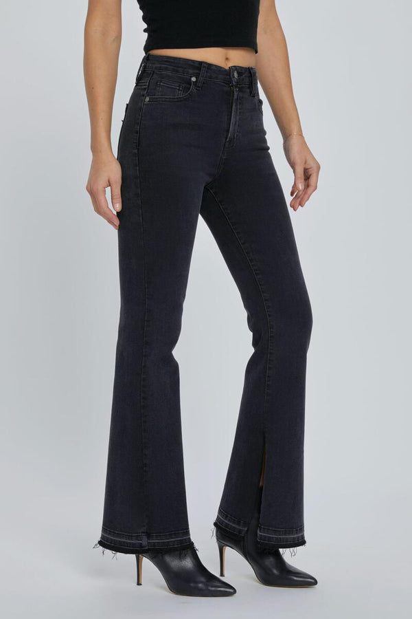 Happi Inseam Slit Flare Jeans Black