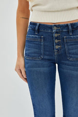 Happi Front Pocket Button Up Flare Jeans Dark