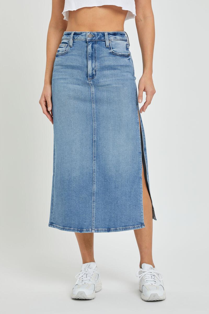 Peyton Side Slit Midi Skirt Medium Light