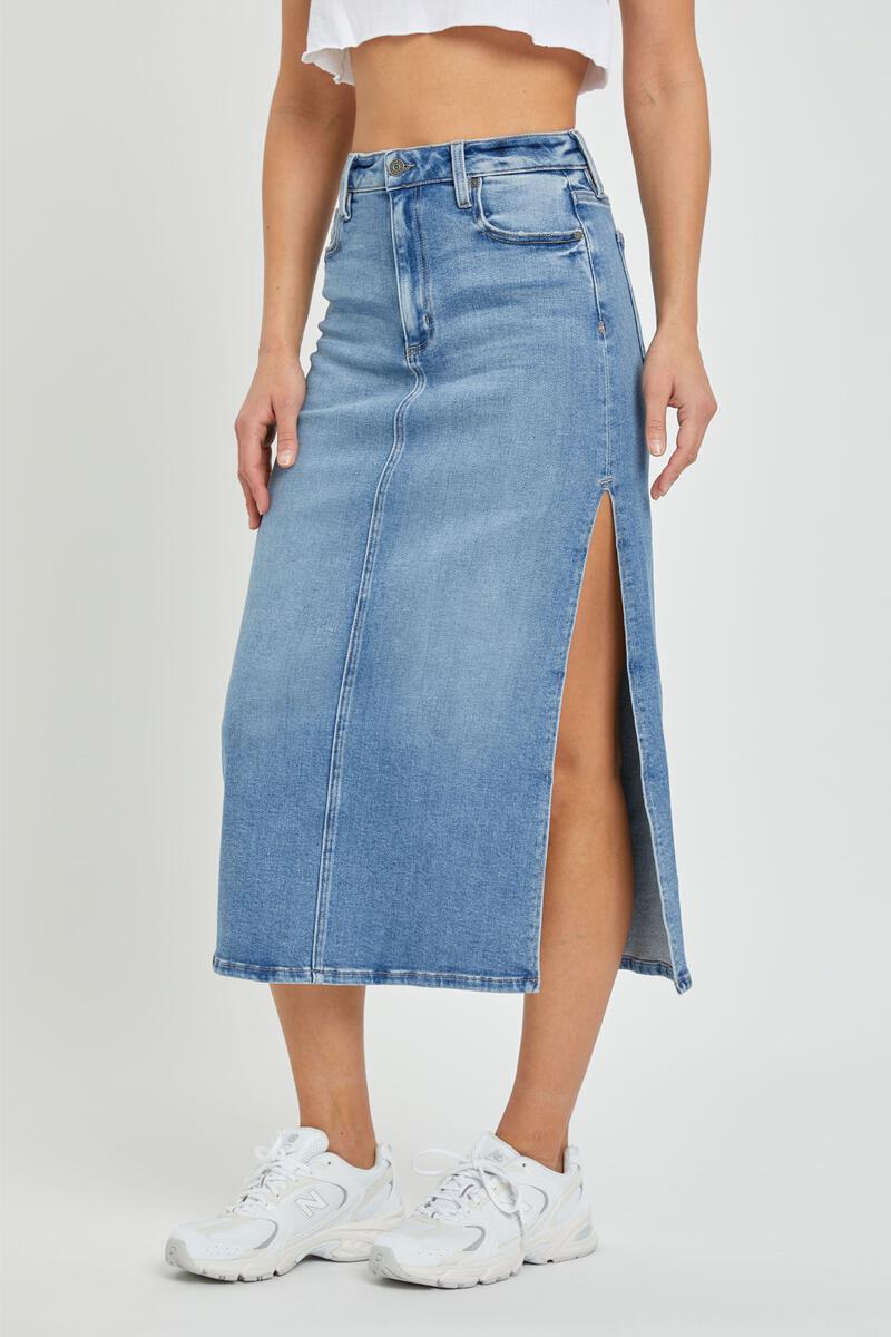 Peyton Side Slit Midi Skirt Medium Light