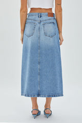 Peyton Front Slit Crossover Denim Skirt Medium