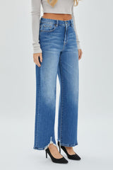 Logan Distressed Stretch Dad Jeans Medium