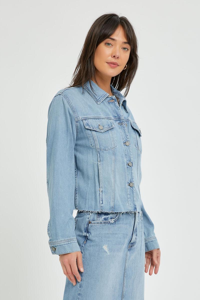 Raw Hem Relaxed Jacket Light Blue