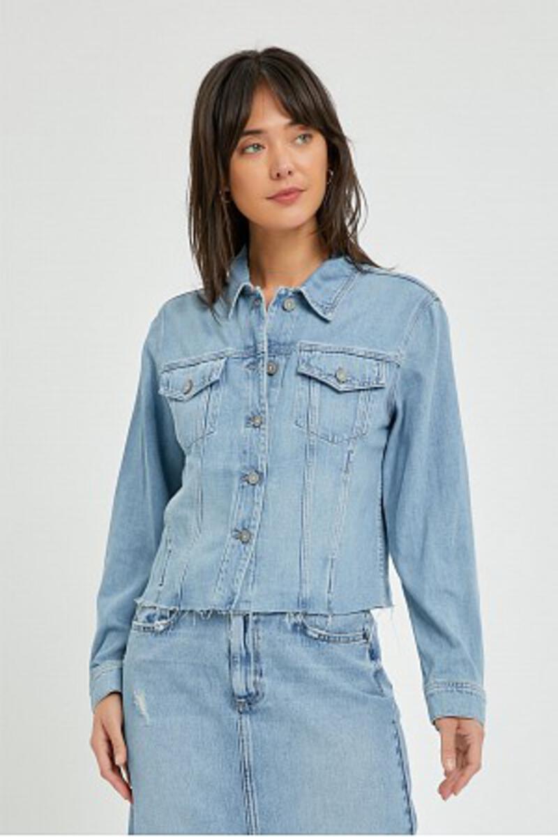 Raw Hem Relaxed Jacket Light Blue