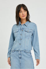 Raw Hem Relaxed Jacket Light Blue