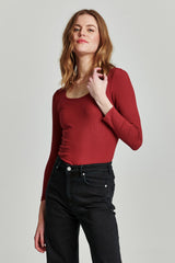 Selma Sweetheart Ribbed Long Sleeve Vino