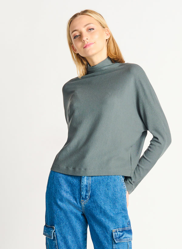 Ribbed Mock Neck Knit Top
