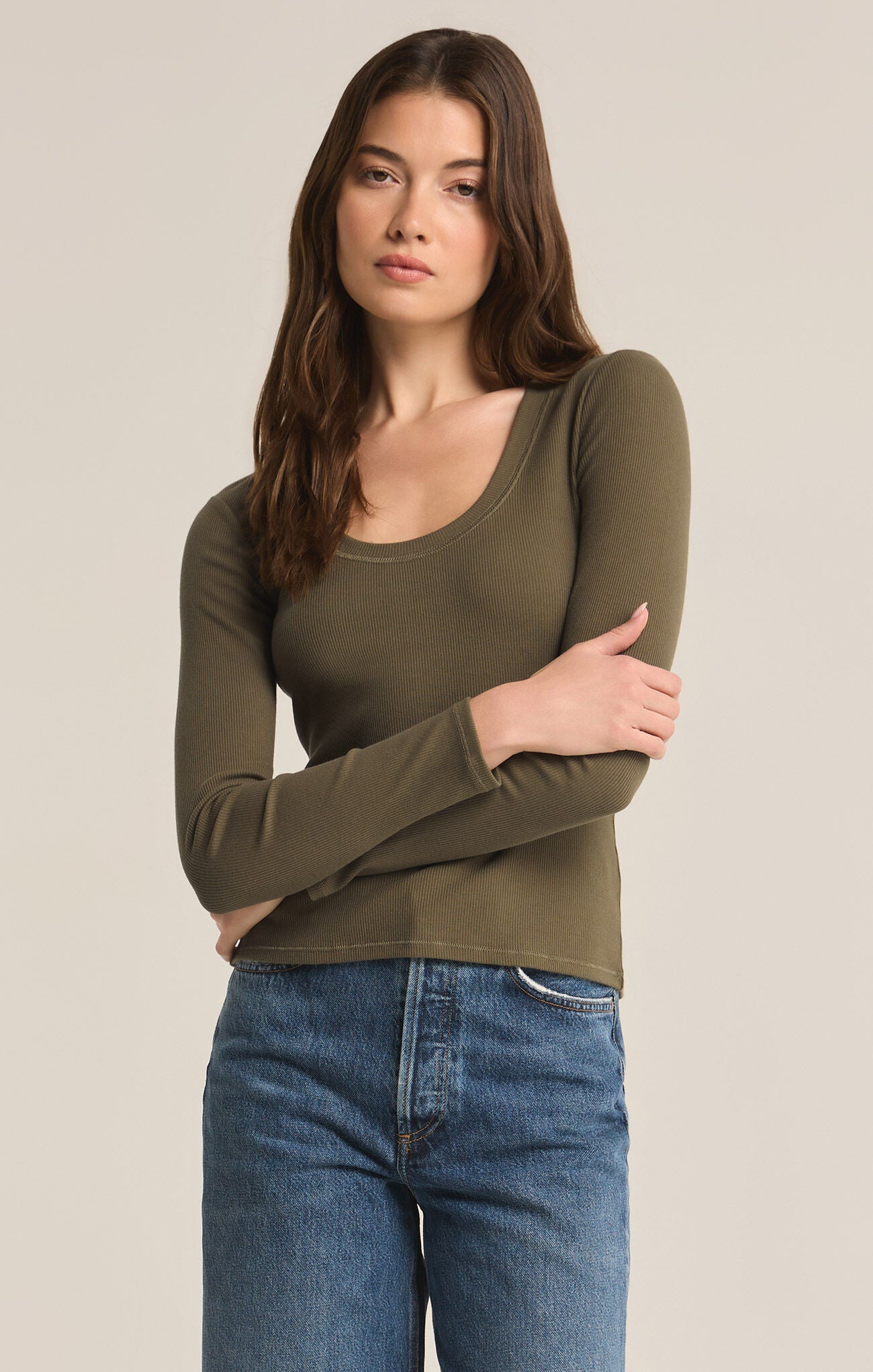 Sirena Rib Long Sleeve Shirt Grape Leaf
