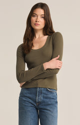 Sirena Rib Long Sleeve Shirt Grape Leaf