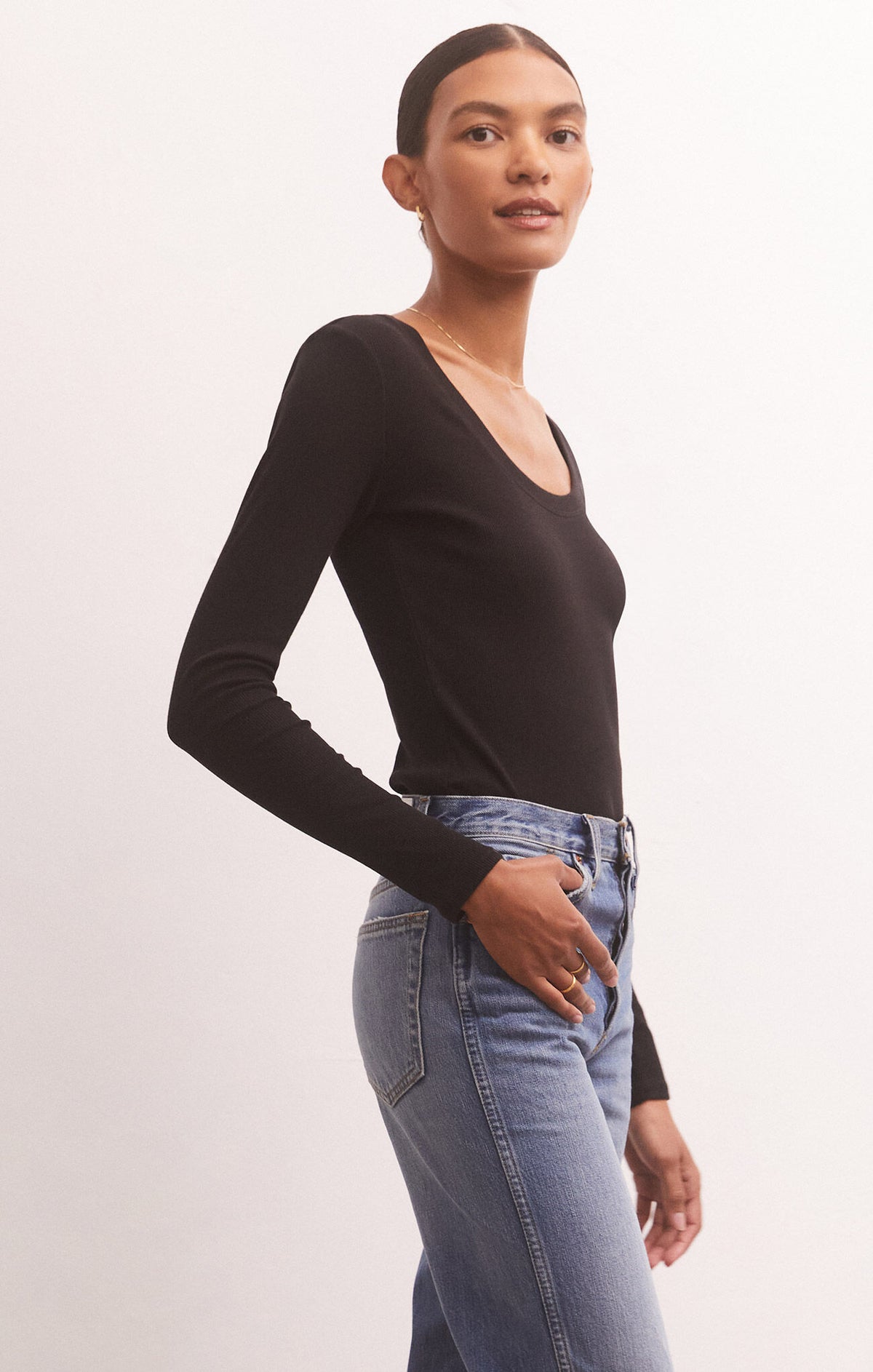 Sirena Rib Long Sleeve Shirt Black