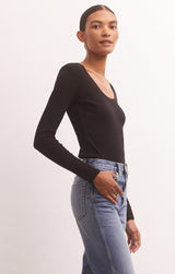 Sirena Rib Long Sleeve Shirt Black