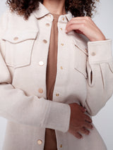 Solid Gusty Knit Shirt Jacket Heather Beige