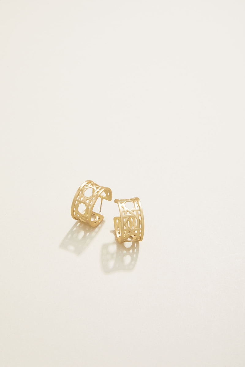 Cane Midi Hoop Earrings - Gold