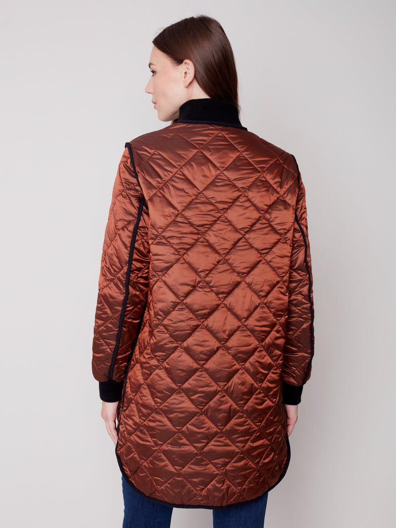 Long Quilted Pleather Jacket