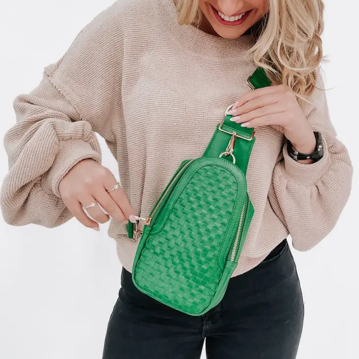 Waverly Woven Sling Bag Emerald