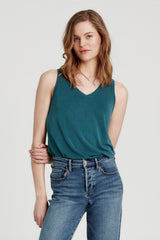 Ellis Vneck Curved Hem Tank Spruce
