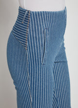 Shelli Crop Flare Denim Pant Midwash Double Pinstripe