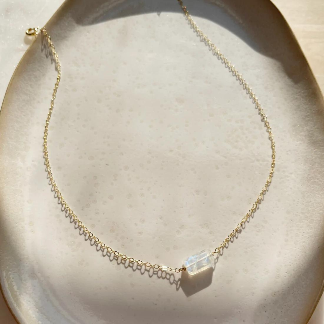 Moonstone Nugget Necklace  14k Gold Fill