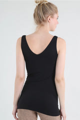 Reversible Wide Strap Jersey Tank Top Black