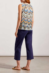Audrey Button Fly Wide Leg Capri Nautical