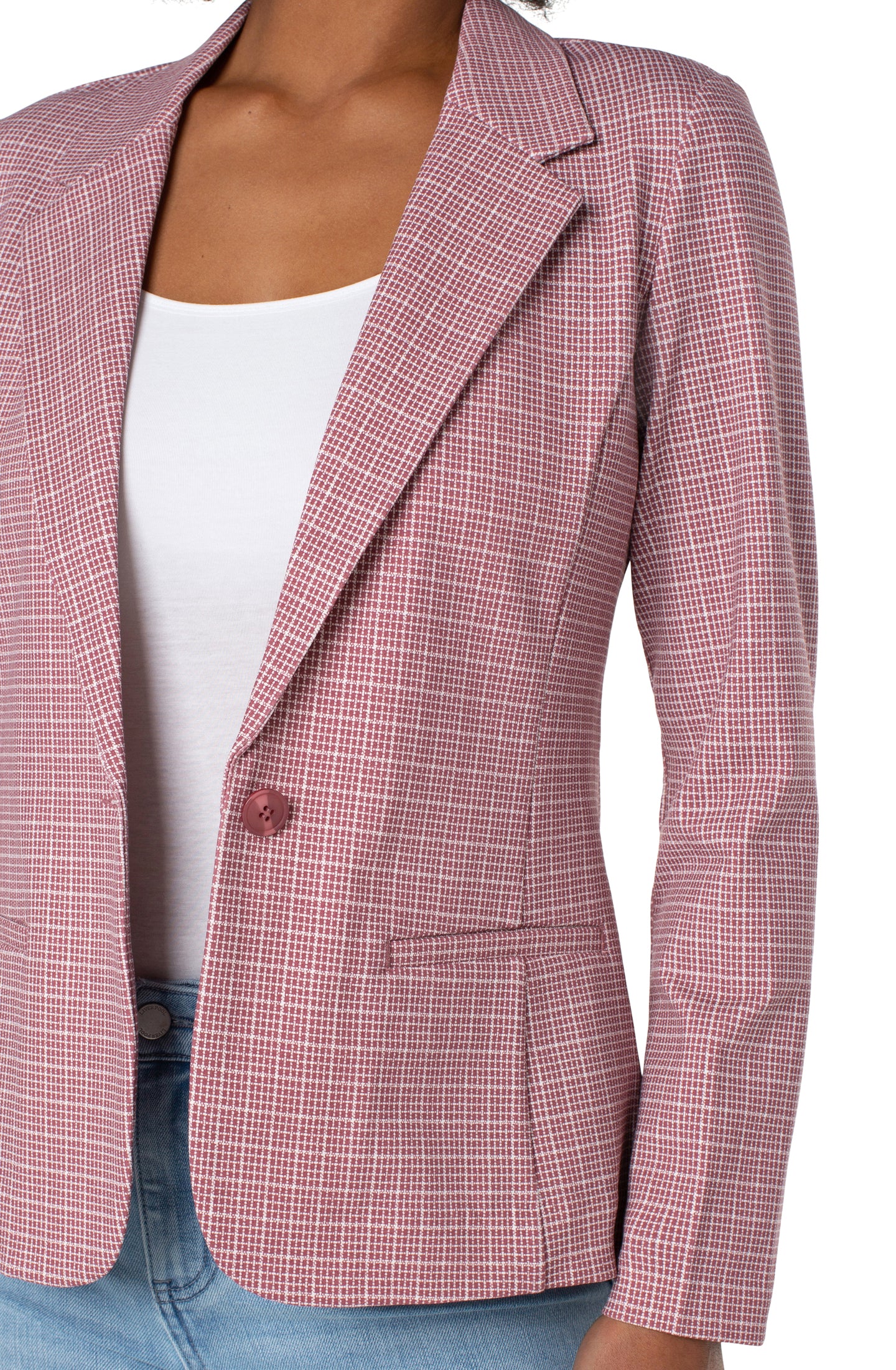 Fitted Notch Collar Printed Blazer Strawberry Mini Box
